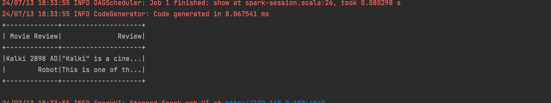 Scala Spark DataFrame Example